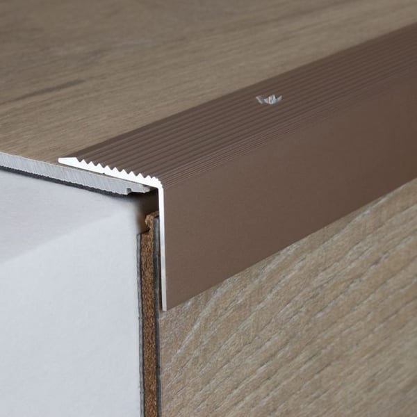 PROVISTON Trappsteg 30 x 30 x 1000 mm Trappsteg Hörnprofil Kombinerat Hörnprofil Anodiserad aluminium ljusbrons Perc...