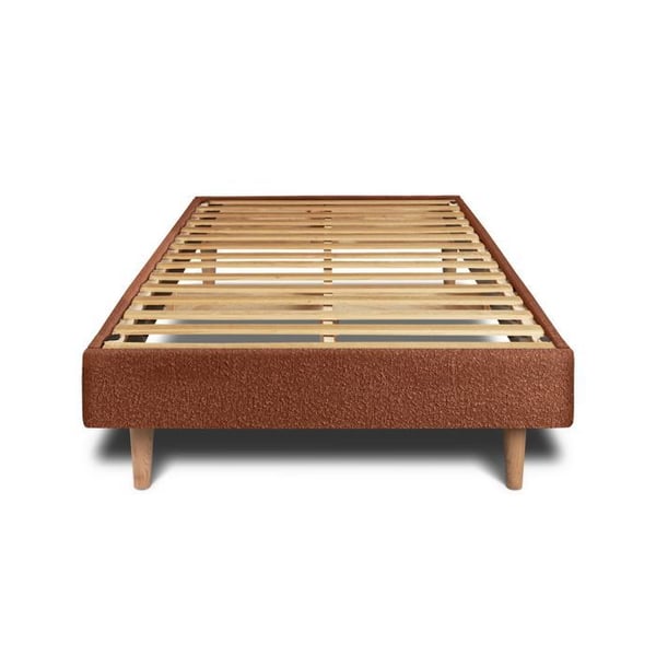 Sommier Kit Bouclette Terracotta 90x190 H29cm Sommeil de plomb - Sommier i massivt trä med träpiedestal, konformade 15 cm.
