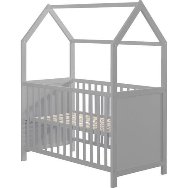 ROBA Spjälsäng Babyhytt 60x120 cm - Konvertibel till Säng för Sam-sovande - Höjdjusterbar - Lackerad Grått Trä