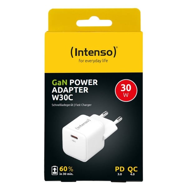 Väggladdare - INTENSO - W30C - 30 Watt - USB-C - GaN-teknologi