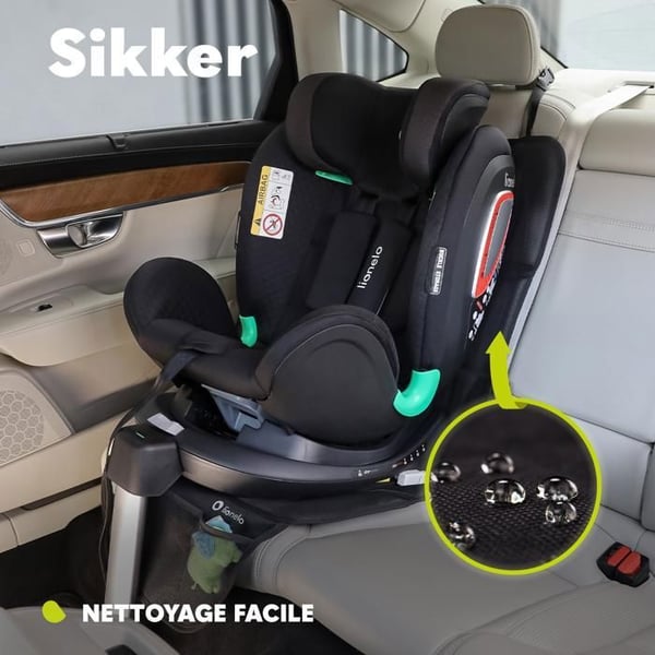 Bilstolsöverdrag LIONELO Sikker - Vattentät - 2 fickor - ISOFIX-kompatibel - Halkfri - Svart