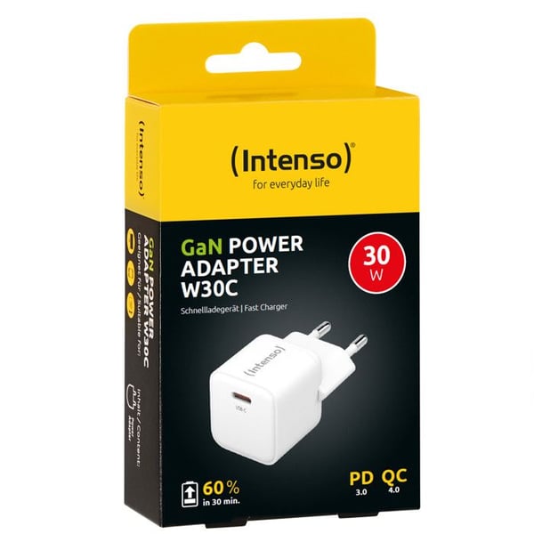 Väggladdare - INTENSO - W30C - 30 Watt - USB-C - GaN-teknologi