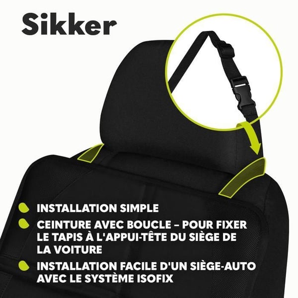 Bilstolsöverdrag LIONELO Sikker - Vattentät - 2 fickor - ISOFIX-kompatibel - Halkfri - Svart