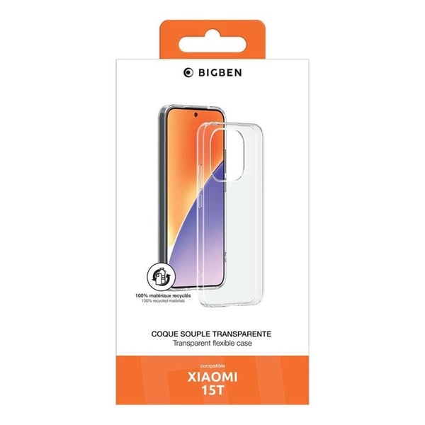 Coque - BIGBEN - Xiaomi 15T - Flexibel TPU - Transparent mot gulning - Höjda kanter