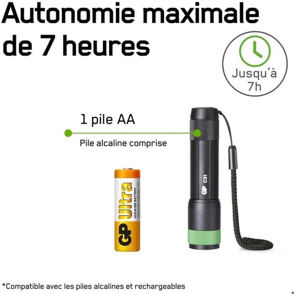GP Discovery GPDISFLC31XBK479 GPDISFLC31XBK479 LED ficklampa med batteri 100 lm 7 h 64 g
