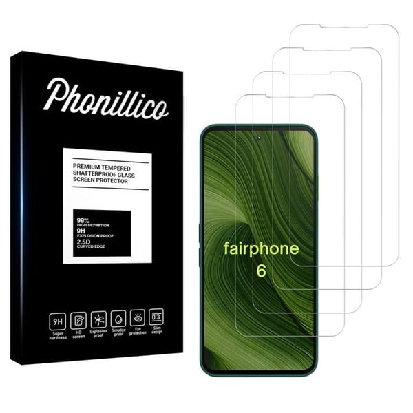 Härdat glas för Fairphone 6 [Pack 4] Skydd film för skärm Phonillico®