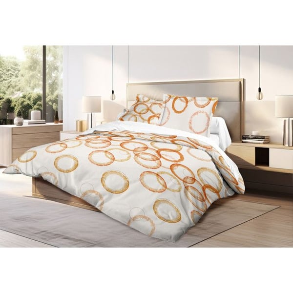 Sängklädeset 4P "Louna" säng 140 x 190 Circle Orange 100% Bomull Sängklädeset 4P "Louna" säng 140 x 190 Circle Orange 100% Bomull