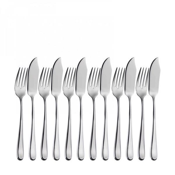 Fiskbestick - FUTURA - 12 delar - Rostfritt stål 18/10 - Polerad finish - Ergonomisk
