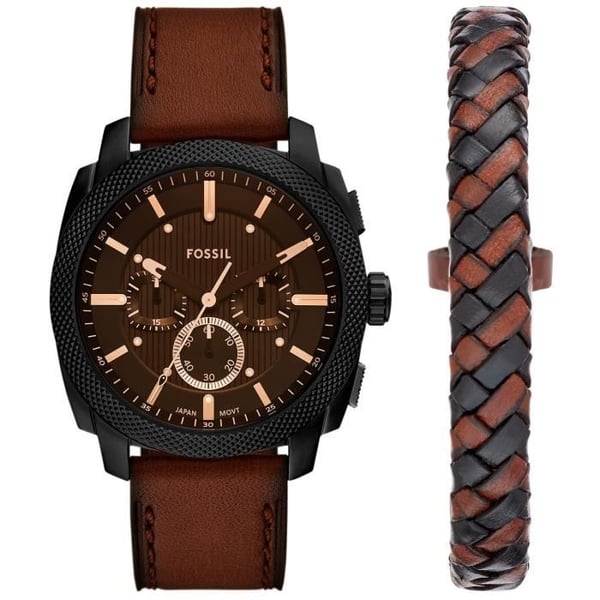 Klocka - FOSSIL - FS6102SET - Brunt läder - Vattentålig 5 bar - 44 mm