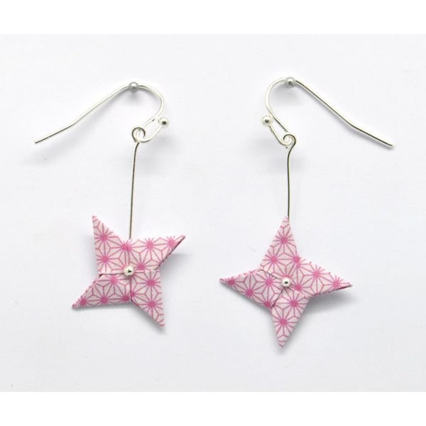 Cocotten - Pappersörhängen Origami Snurrblomma Rosa
