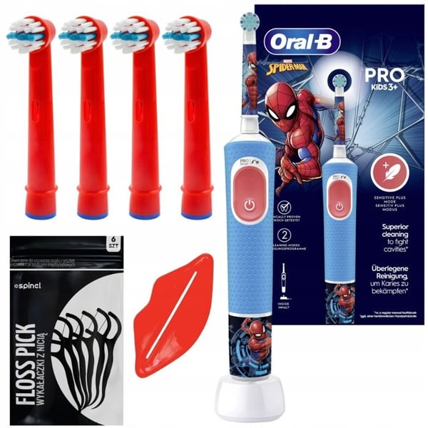 Elektrisk tandborste - Oral-B - Vitality Pro 103 Spiderman - Barn från 3 år och uppåt - 4 extramjuka borsthuvuden