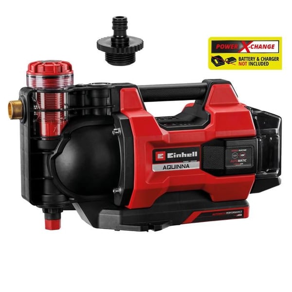 Einhell Trådlös Automatisk Bevattningspump AQUINNA 18/30 F LED AUTOMATIC PXC (18V, 3000 L/h) Levereras utan Batteri eller Laddare