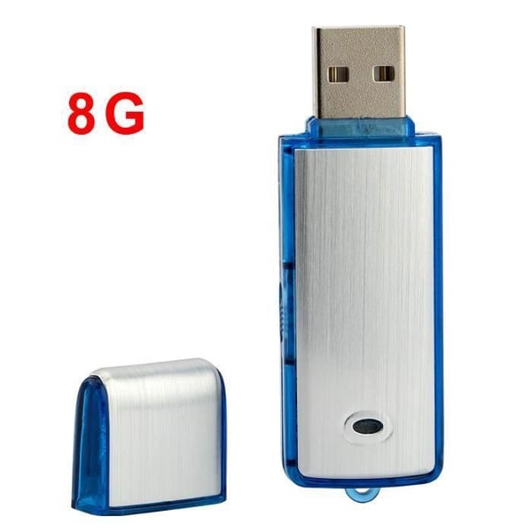 Tera 2 i 1 8 Go Bärbar digital ljudinspelare / USB för kurser, möten, intervjuer osv. (Blå)