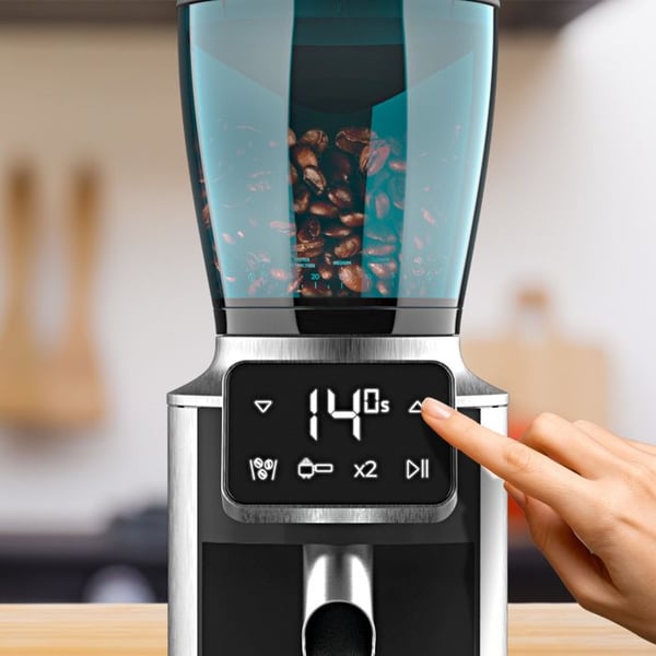 Cecotec - Elektrisk Kaffekvarn SteelMill Touch - 200W, Rostfritt Stål, Pekskärm och 30 Malningsnivåer