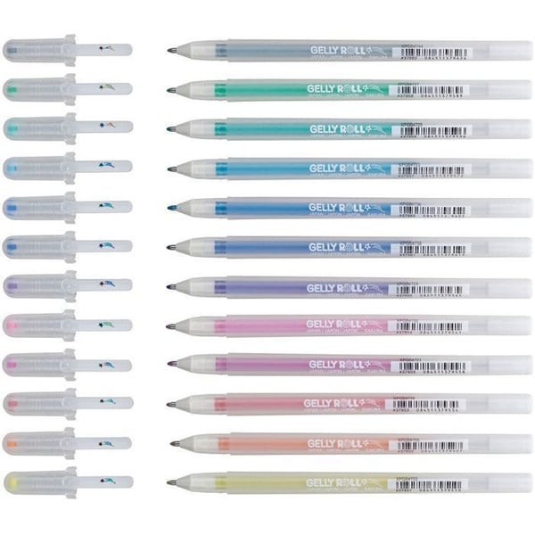 Glittrande gelpennor - Sakura - Gelly Roll Stardust Glitter - Set med 12 - Fin gelbläck - Glittrande