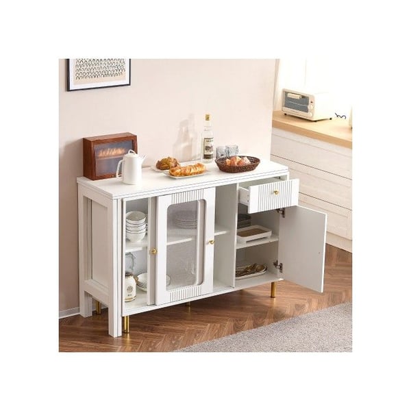 Moderne buffet - MUVOE - Hvid - Udvidelig - Moderne design - Fleksibel opbevaring