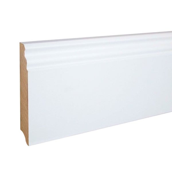 PROVISTON Formgjuten sockel 16 x 100 x 2500 mm Vitbelagd MDF-kärna Klassisk sockel 12,5 meter | 5 stycken