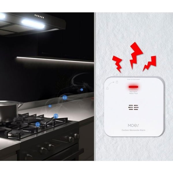 Gasdetektor - MOES - Zigbee - CO-detektion - Batteriaktiverad - Kompatibel med Android/iOS