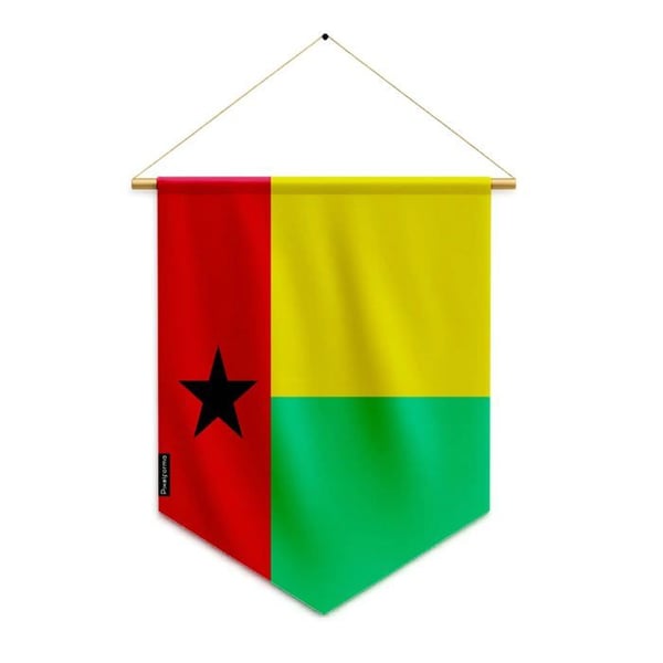 Fanjon – Flagga från Guinea-Bissau – 30 x 45 cm – Polyester – Att hänga – Pixelforma