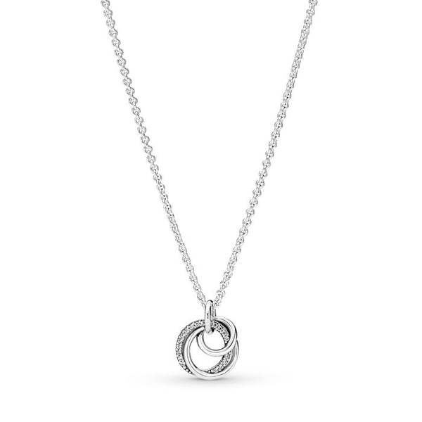 Halsband Pendentiv - PANDORA - Cirklar Min Familj - Sterling Silver - 60 cm - Kvinna