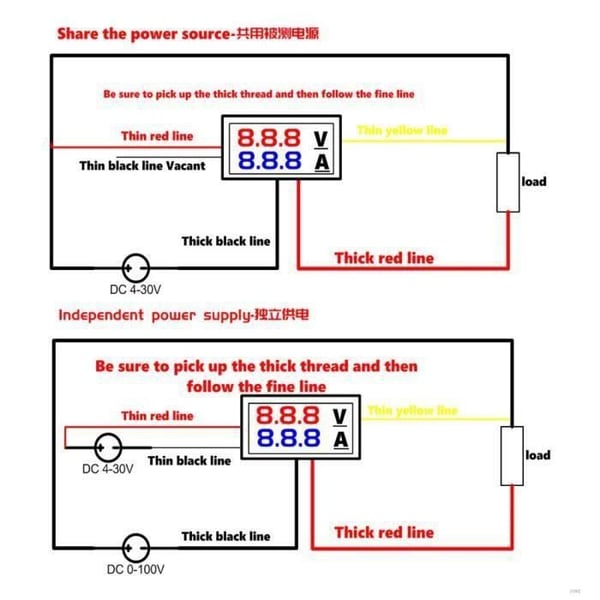 DC 100V 10A MiNi Voltmeter ampere meter Panel Amp Volt Gauge Dobbelt LED rød, blå numerisk
