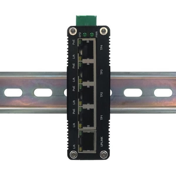 Gigabit PoE industriell switch - EXSYS - EX-62020PoE - 5 portar - Metallhölje - Temperatur -40°C till 80°C