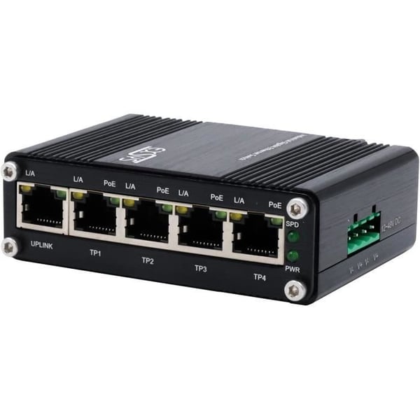 Gigabit PoE industriell switch - EXSYS - EX-62020PoE - 5 portar - Metallhölje - Temperatur -40°C till 80°C