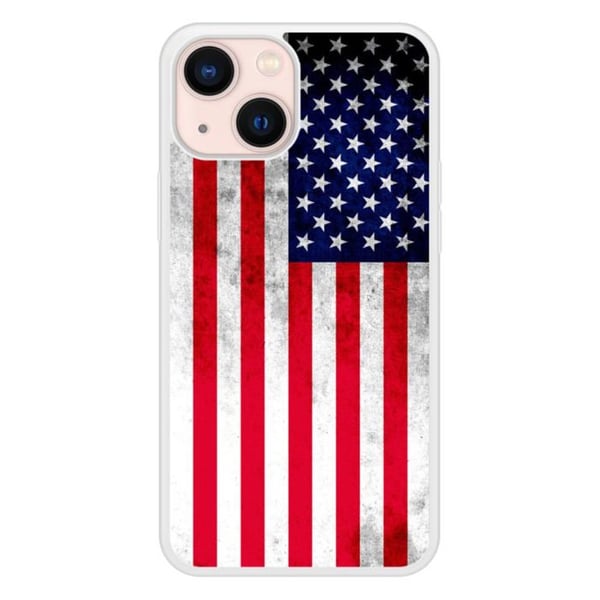 Siliconförstärkt tryckt skal kompatibelt med Apple iPhone 13 Mini USA:s flagga