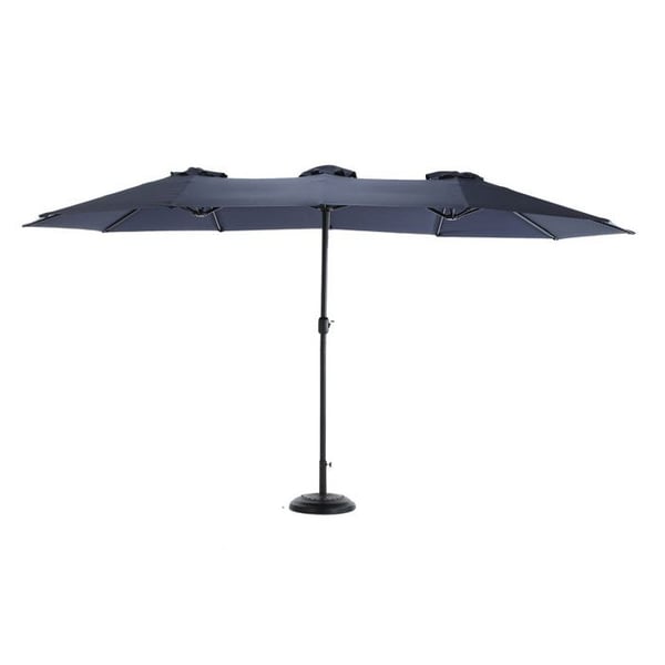 Rektangulær udendørs parasol med dobbelt side på 4,5 m med håndsving (marineblå) (uden fod)