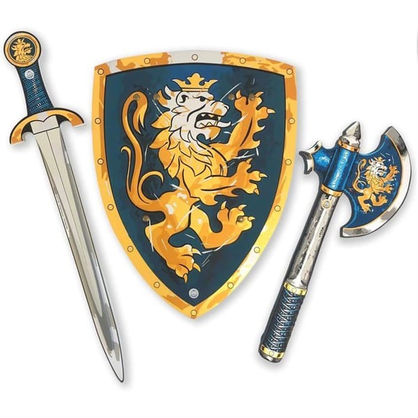 Liontouch Combatset Ädelriddare - Svärd, Sköld, Yxa, Blå för Pojkar 3-8 År