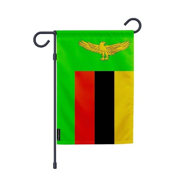 Zambiansk Trädgårdsflagga – 32 x 47.5 cm – Hållbar Polyester – Horisontellt Format – Utomhus – Pixelforma
