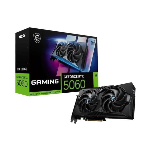 Grafikkort - MSI - GeForce RTX 5060 GAMING OC 8G - 8 GB GDDR6 - WINDFORCE kylsystem med tre fläktar