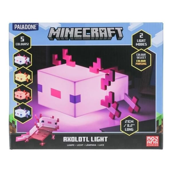 PALADONE MINECRAFT AXOLOTL LAMPA - FEM FÄRGER - MINECRAFT POU LAMPA