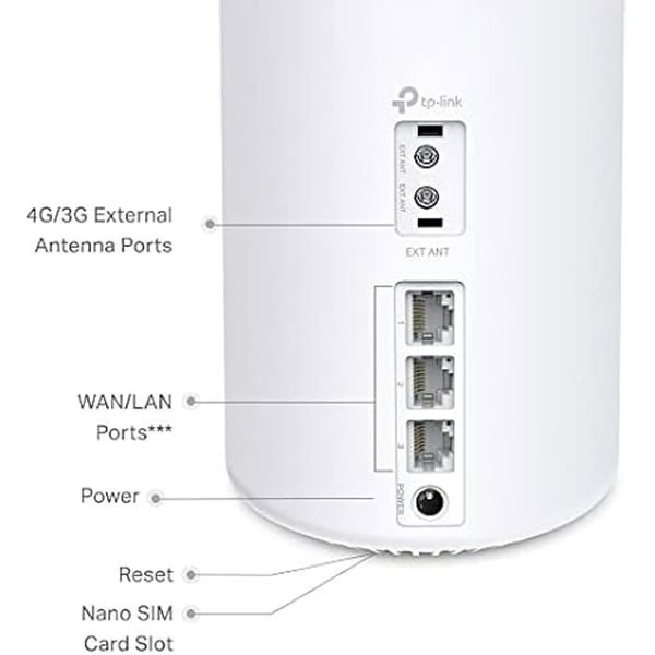 TP-Link Deco X50-4G Router 4G+ Mesh WiFi 6 AX3000Mbps, Dubbelband, 4G+ CAT6, 3 Gigabit-portar, HomeShield, 4G SIM-box, Antennor
