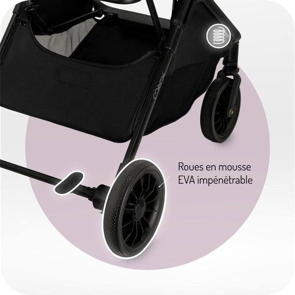 MoMi ANDREA - Sammenklappelig autostol 0m+ op til 22 kg - Let 7,3 kg - Drejelig stang - Tilbehørssæt + rygsæk - Sort