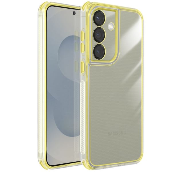 Coque för Galaxy S24 / S25 Bi-Material Design Texturerad Rutschbeständig Gul