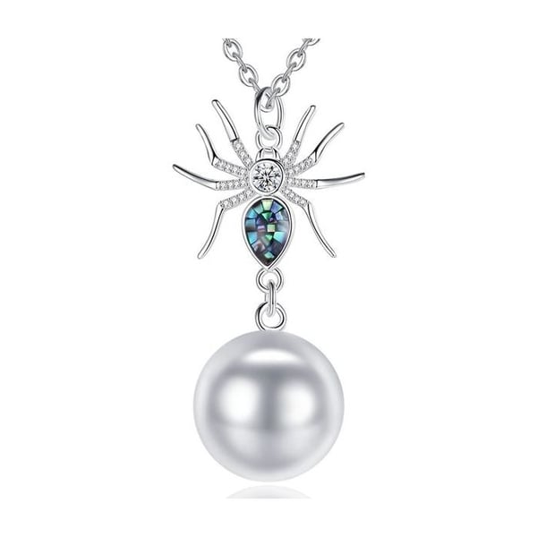 Mosaik Spider Gravid Bola och strass halsband