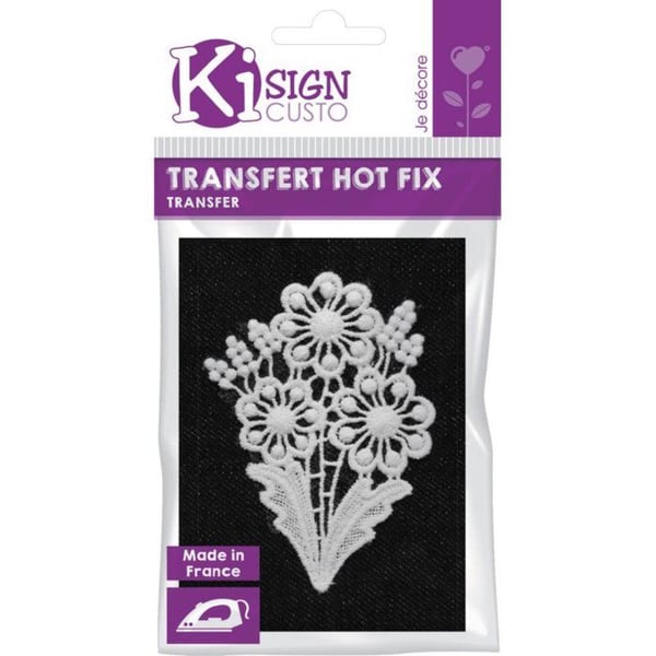 Ki-Sign - Värmeöverföringstyg spets Blomsterbukett 9x6,5 cm