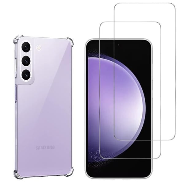 Stöttålig skal - Phonillico - Samsung Galaxy S23 FE - Mjukt silikon - Förstärkt skydd - 2 Härdat glas