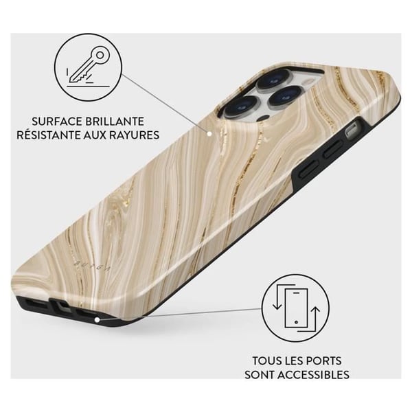 Mobilskal för iPhone 14 Pro - BURGA - Full Glam - Stöttålig - Beige - Mjuk