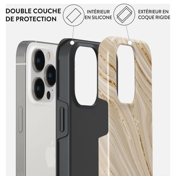 Mobilskal för iPhone 14 Pro - BURGA - Full Glam - Stöttålig - Beige - Mjuk