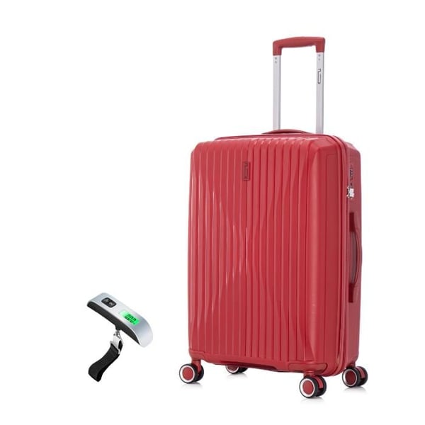 Medelstor resväska 65cm i brustålig polypropen | Resväska CELIMS SkyCruiser | TSA-lås | 8 hjul 360 | Röd