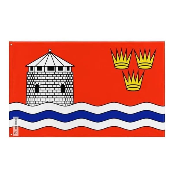 Flagga Kingston – 60 x 90 cm – Slitstark Polyester – 2 Metallöglor – Inomhus / Utomhus – Pixelforma