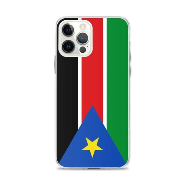 Telefonfodral – Sydsudans flagga – Kompatibel med iPhone 12 Pro Max – Mjukt fodral – Slitstarkt och stöttekniskt – Pixelforma