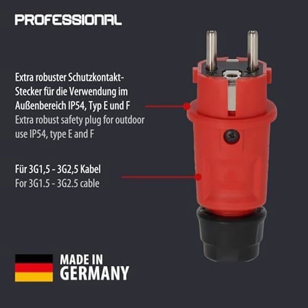 Professionell blad - BRENNENSTUHL - Typ E och F - IP54 - Utomhusbruk - Röd