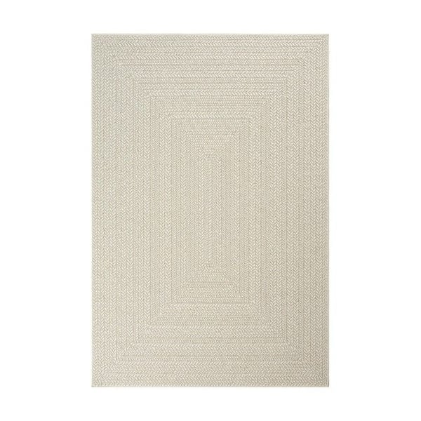 Platt vävt matta - MELIS HOME - 160 x 230 cm - Kräm - Grafisk ram - Motståndskraftig yta