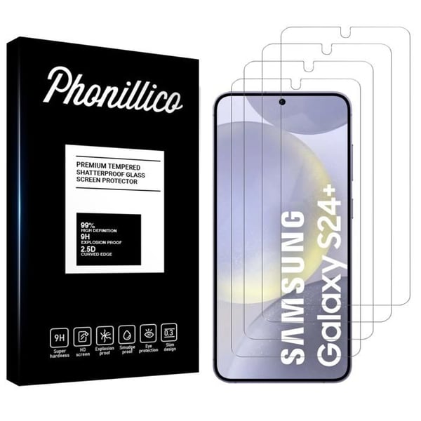 Skyddande film - Phonillico® - Samsung Galaxy S24 PLUS - Pack med 4 - Härdat glas - Repbeständigt