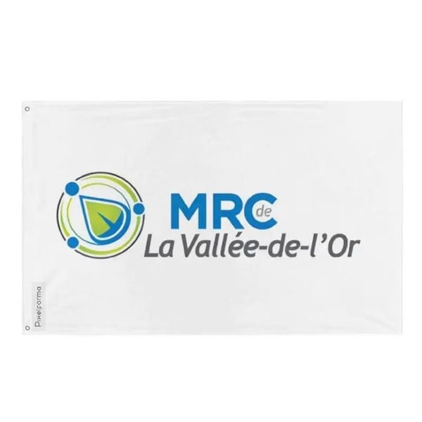 Flagga La Vallée-de-l'Or – 96 x 144 cm – Motståndskraftig polyester – 2 metalöljetter – Inomhus/Utomhus – Pixelforma