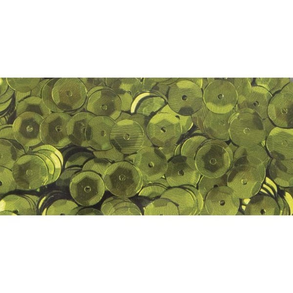 Paljetter, 6mm kupolformade, låda 6g, tvättbara, oliv