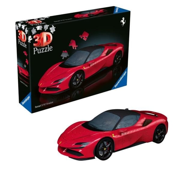 Ravensburger-3D Pussel Ferrari SF90 Stradale-Från 10 år gammal-108 numrerade bitar att montera utan lim-Tillbehör ingår-11576